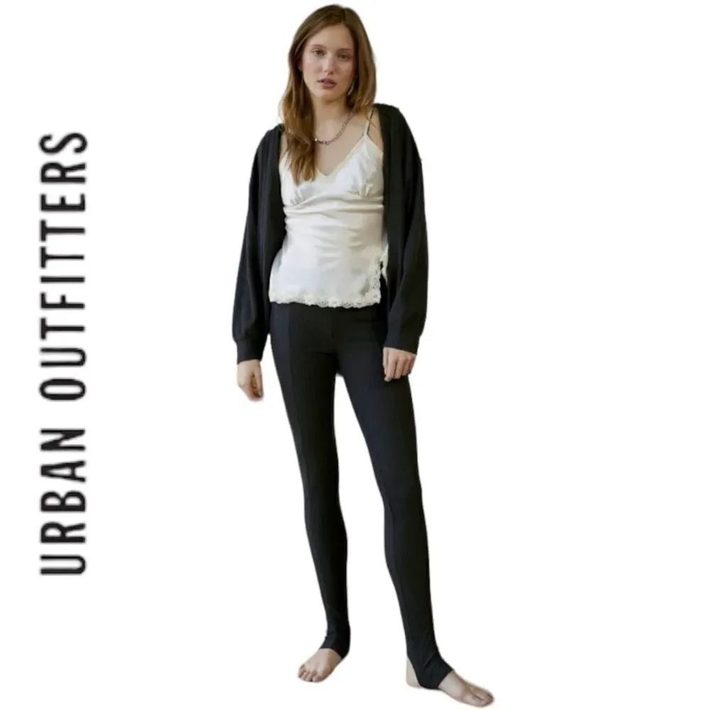 UO Urban Outfitters OFU Colette Black Ribbed Stirrup Pants Leggings XS